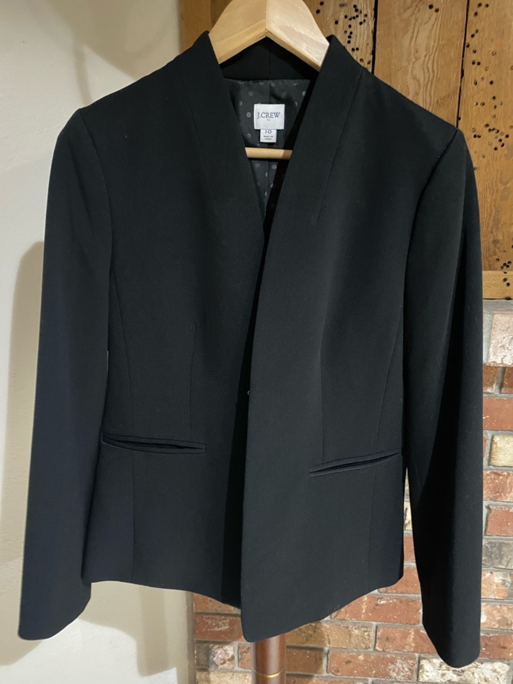 J. Crew Black Women's Collarless Open-Front Blazer